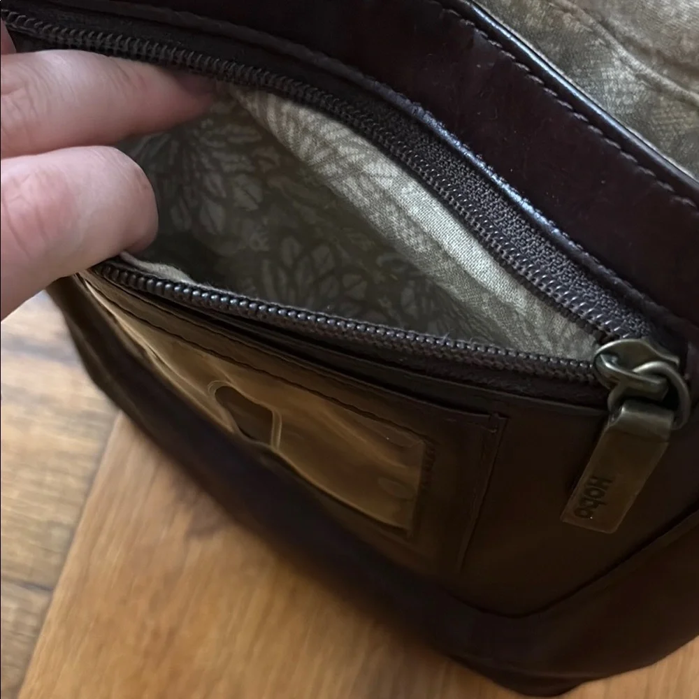 HOBO Brown Leather Messenger Bag with Minimalist Flap Design